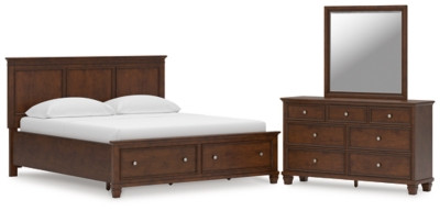 Ashley Danabrin Brown California King Panel Storage Bed, Dresser and Mirror