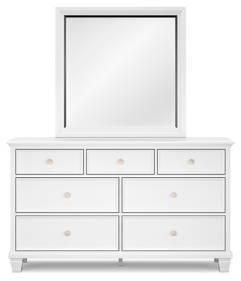 Ashley Fortman White California King Panel Storage Bed, Dresser and Mirror