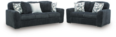 Ashley Midnight-Madness Gunmetal Sofa and Loveseat