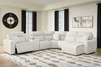 Ashley Modmax II Stone 6-Piece Power Reclining Sectional with Chaise and Console 65907/31/46/57/58/77/97