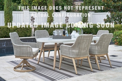 Ashley Seton Creek White Outdoor Dining Table and 6 Chairs