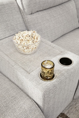 Ashley Modmax II Stone 6-Piece Power Reclining Sectional with Chaise and Console