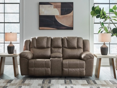 Ashley Knoxlee Driftwood Reclining Loveseat with Console