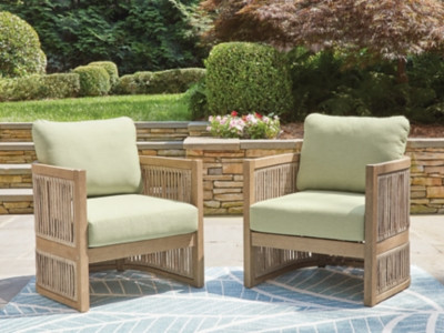 Ashley Vision Lane Beige Green Outdoor Lounge Chair (Set of 2)