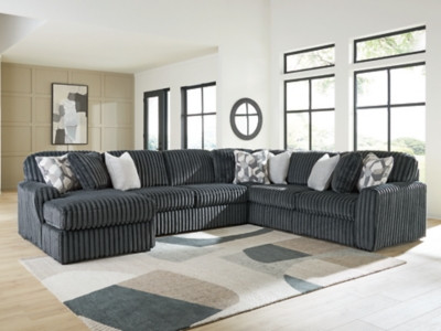 Ashley Midnight-Madness Gunmetal 4-Piece Sectional with Chaise
