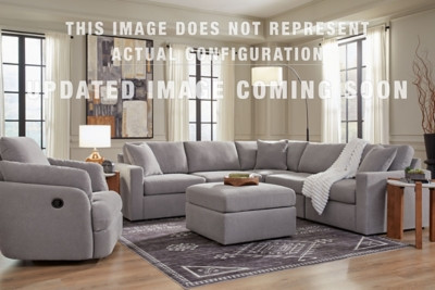 Ashley Modmax Granite 8-Piece Double Storage Chaise Sectional with Audio and Storage Consoles and Oversized Accent Ottoman