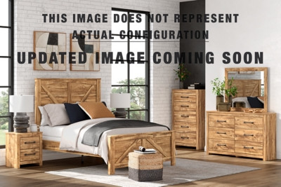 Ashley Branstony Brown King Crossbuck Panel Bed, Dresser and Nightstand