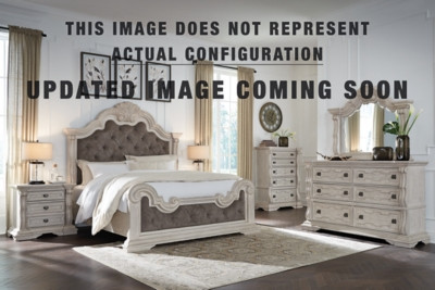 Ashley Andonhall Antique White Queen Upholstered Panel Bed