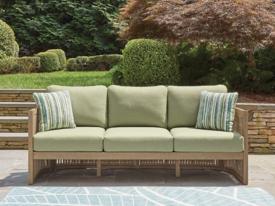 Ashley Vision Lane Beige Green Outdoor Sofa with Cushion