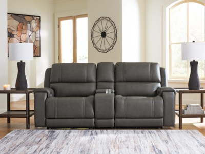 Ashley 5Z-Harrenhurst Anchor 3-Piece Power Reclining Sectional Loveseat with Console