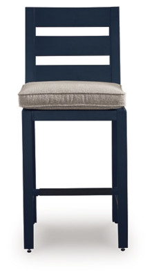 Ashley Mabry Shores Navy Blue Driftwood Outdoor Fire Pit Bar Table and 4 Barstools