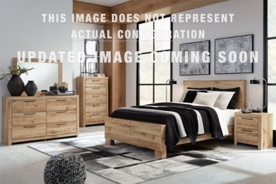 Ashley Hyanna Tan Brown Full Panel Storage Bed, Dresser, Mirror and Chest