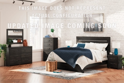 Ashley Delmorta Dark Gray Queen Panel Bed with Storage, Chest and Nightstand