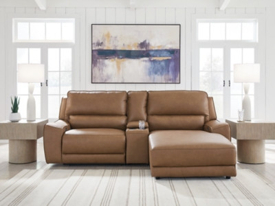 Ashley Silverbrooke Caramel 3-Piece Power Reclining Sectional with Chaise