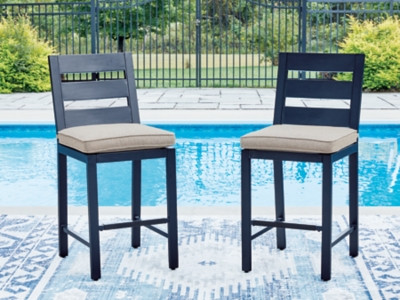 Ashley Mabry Shores Navy Blue Outdoor Counter Height Bar Stool (Set of 2)