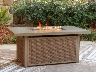 Ashley Revare Beach Beige Outdoor Fire Pit Table