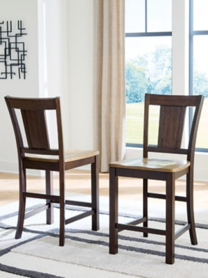 Ashley Anixburg Light Brown Dark Brown Counter Height Barstool (Set of 2)