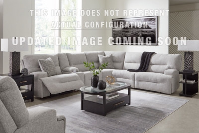 Ashley Acklen Place Pewter 7-Piece Power Reclining Sectional with Chaise and Storage Console