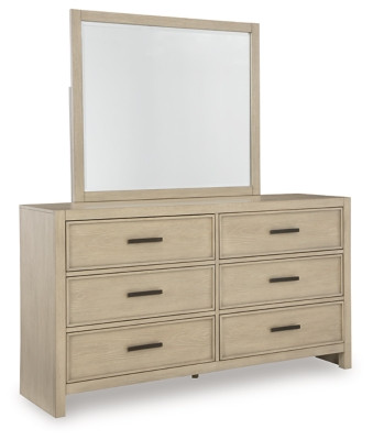 Ashley Calmoro Gray California King Bookcase Bed with Mirrored Dresser, Chest and 2 Nightstands
