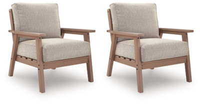 Ashley Cliffs Beach Driftwood Outdoor Sofa and 2 Chairs with Coffee Table