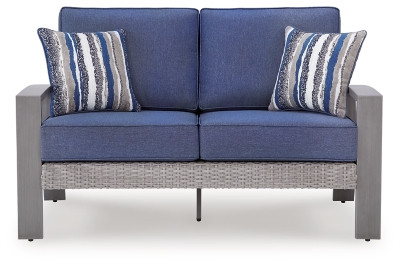 Ashley Dillon Beach Blue Gray Outdoor Sofa and Loveseat with Coffee Table