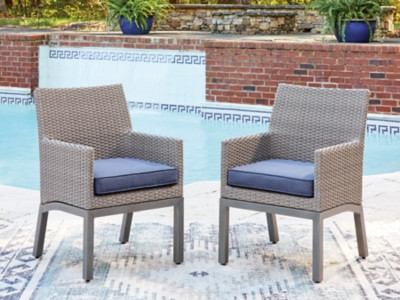 Ashley Dillon Beach Blue Gray Outdoor Arm Chair with Cushion (Set of 2)