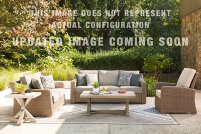 Ashley Revare Beach Beige Outdoor Sofa, Loveseat and 2 Lounge Chairs with Coffee Table