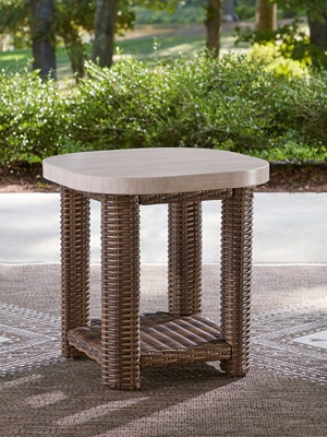 Ashley Angel Island Beige Brown Outdoor End Table