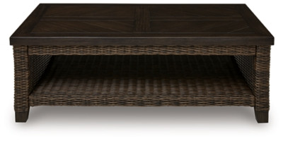 Ashley Drakes Beach Dark Brown Outdoor Sofa and Loveseat with Coffee Table