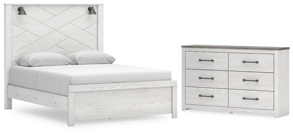 Ashley Gerridan White Gray Queen Panel Bed and Dresser