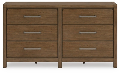 Ashley Cabalynn Light Brown California King Upholstered Bed with Dresser, Chest and 2 Nightstands
