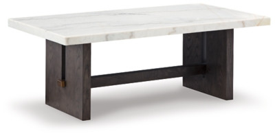 Ashley Burkhaus White Dark Brown Coffee Table with 2 End Tables