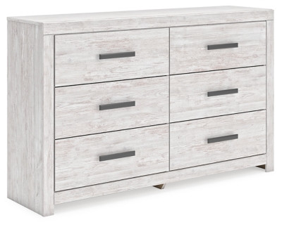 Ashley Cayboni Whitewash Twin Panel Bed with Dresser and Nightstand