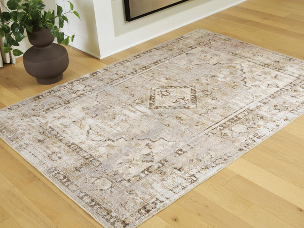 Ashley Livdon Brown Beige Gray Washable Medium Rug
