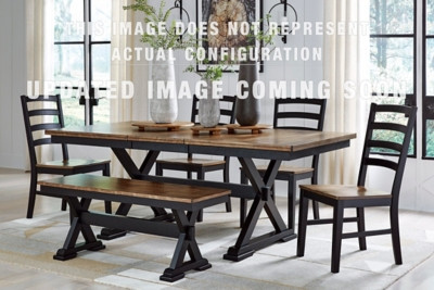 Ashley Wildenauer Brown Black Counter Height Dining Table and 8 Barstools