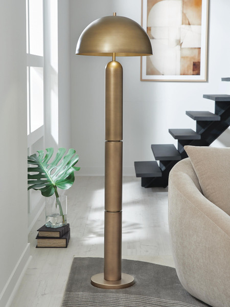Ashley Wendfield Antique Gold Finish Floor Lamp