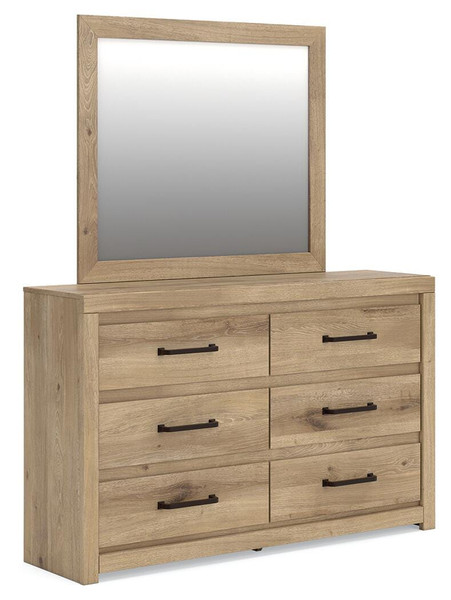 Benchcraft Brozmont Tan Dresser and Mirror