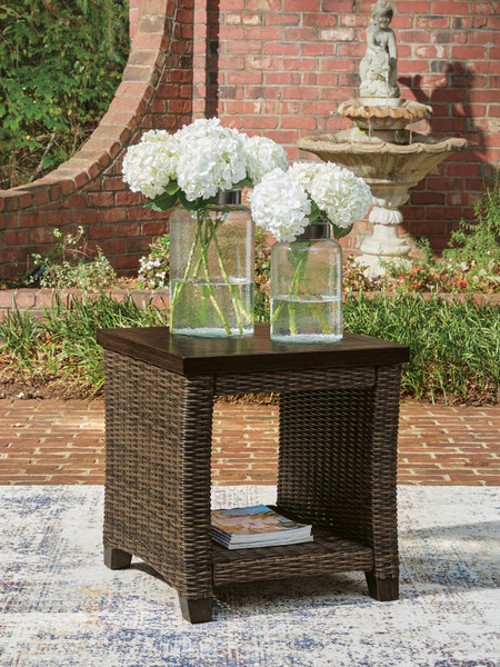 Ashley Drakes Beach Dark Brown Outdoor End Table