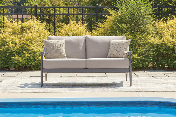 Ashley North Island Gray Outdoor Loveseat with Cushion