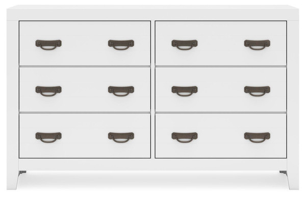 Ashley Binterglen White Twin Panel Bed with Dresser and Nightstand