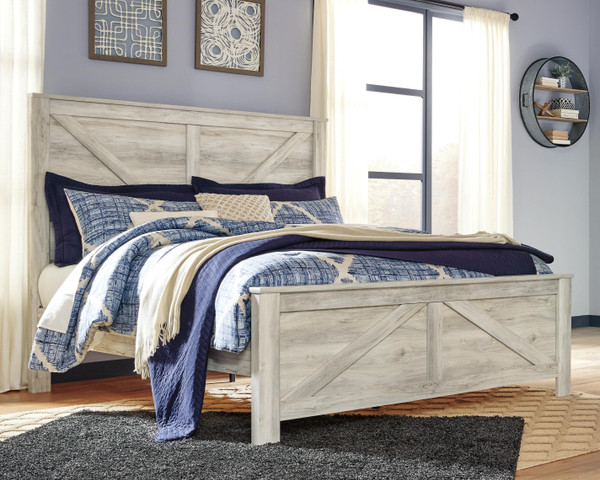 Ashley Bellaby Whitewash King Crossbuck Panel Bed