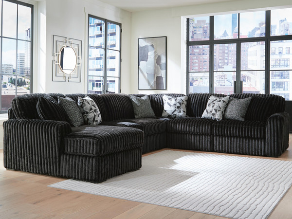 Ashley Midnight-Madness Chocolate 6-Piece Sectional with Chaise
