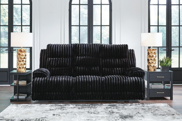 Ashley Technique Onyx Power Reclining Sofa with Drop Down Table