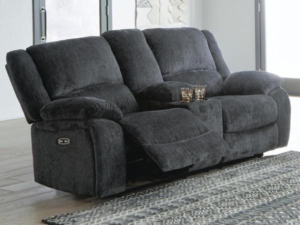 Ashley Draycoll Slate Power Reclining Loveseat with Console