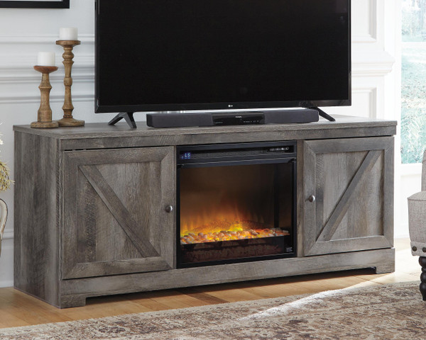 Ashley Wynnlow Gray 63" TV Stand with Electric Fireplace
