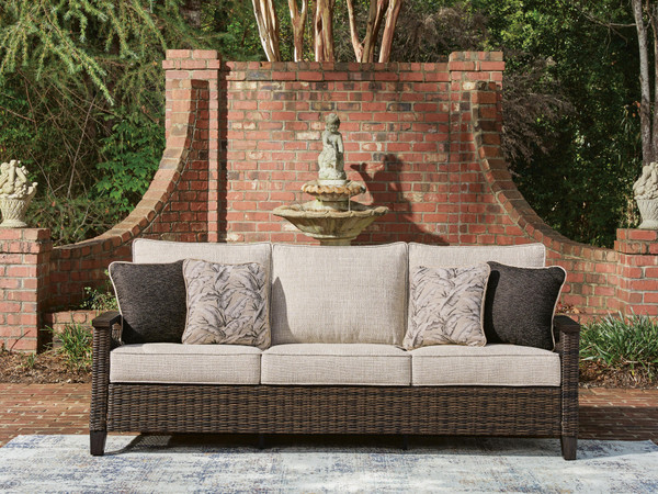Ashley Drakes Beach Dark Brown Outdoor Sofa with Cushion