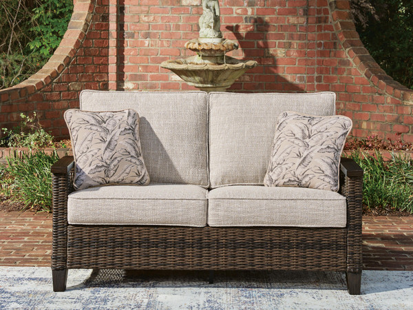 Ashley Drakes Beach Dark Brown Outdoor Loveseat with Cushion