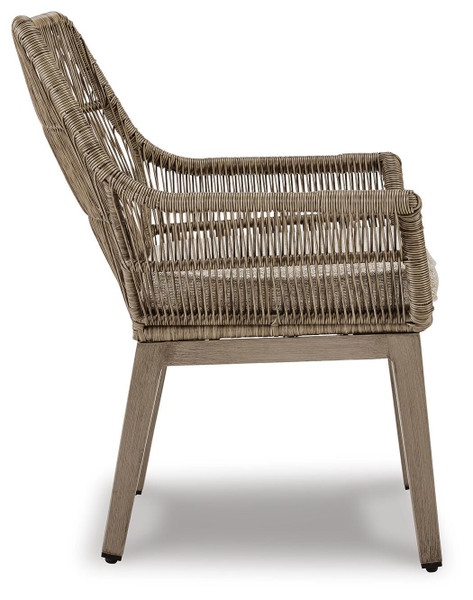 Ashley Beach Front Beige Arm Chair with Cushion (Set of 2)