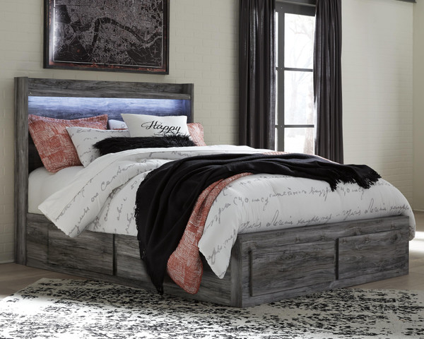 Ashley Baystorm Gray Queen Panel Bed with 6 Storage Drawers