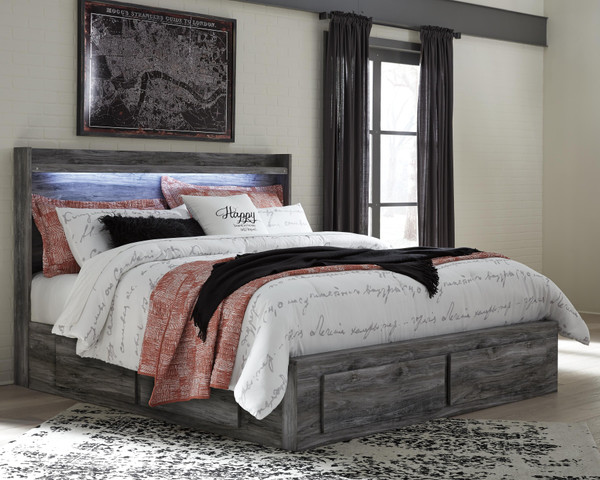 Ashley Baystorm Gray King Panel Bed with 6 Storage Drawers